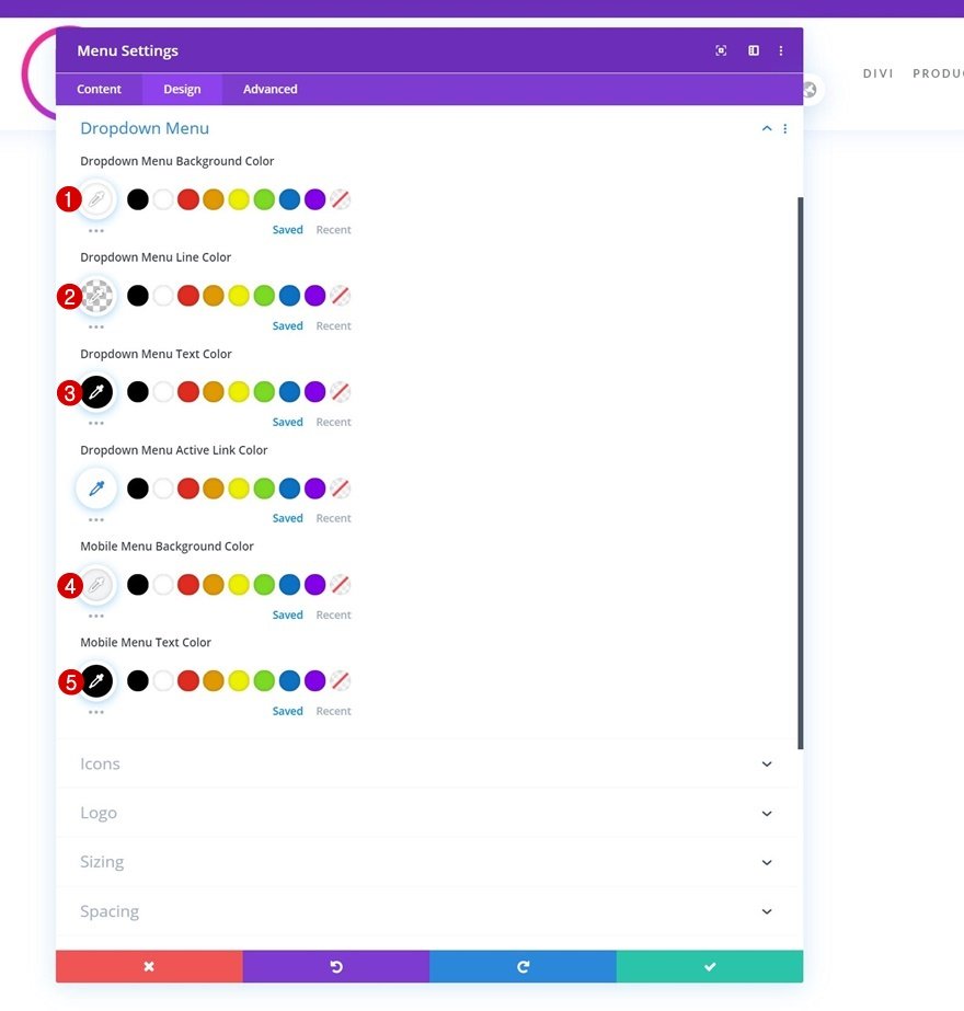 エレガントなテーマのドロップダウンメニュー