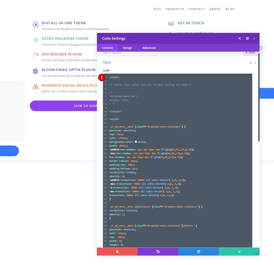 エレガントなテーマのドロップダウンメニュー