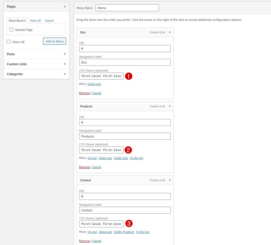 エレガントなテーマのドロップダウンメニュー