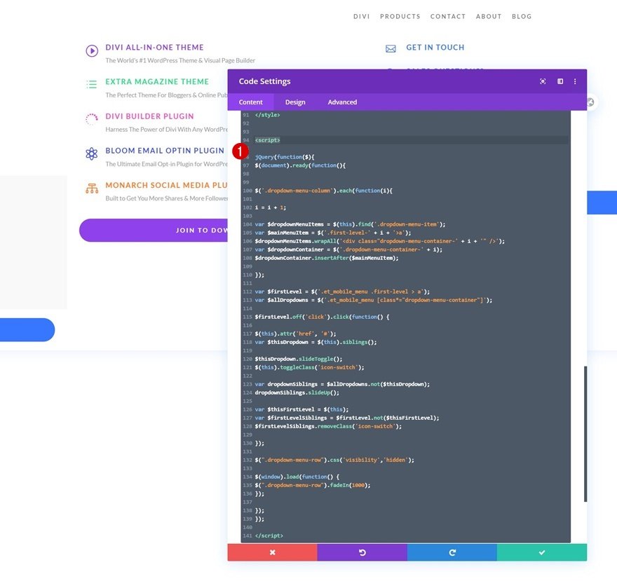 エレガントなテーマのドロップダウンメニュー