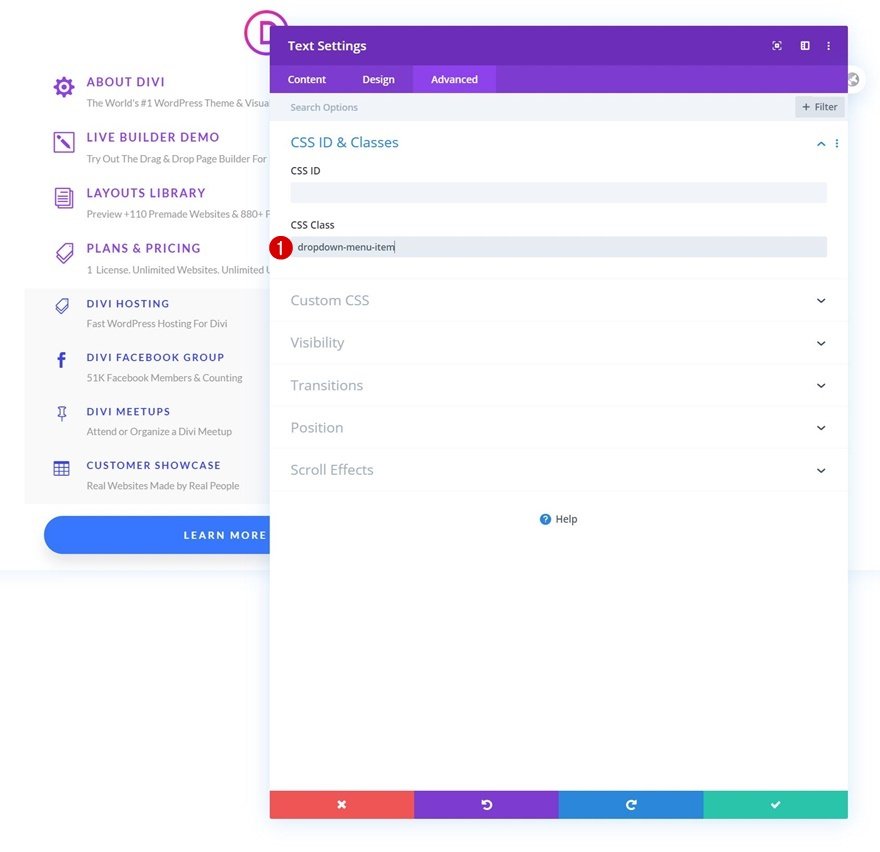 エレガントなテーマのドロップダウンメニュー