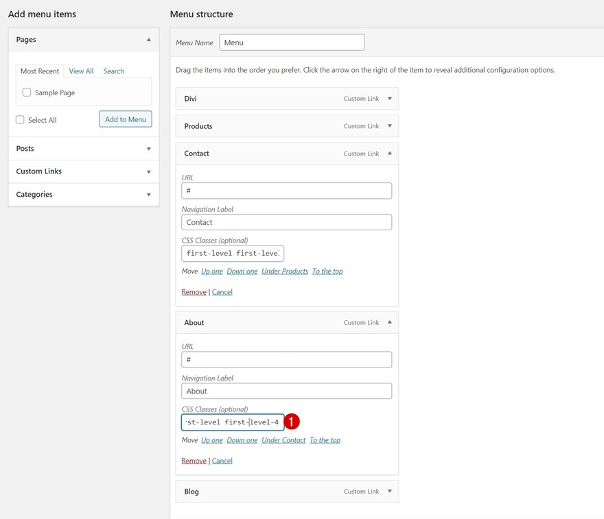 エレガントなテーマのドロップダウンメニュー