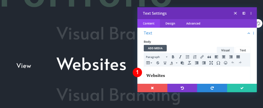 daftar navigasi portofolio yang dapat digulir