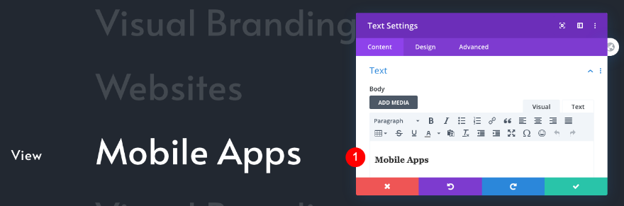 daftar navigasi portofolio yang dapat digulir