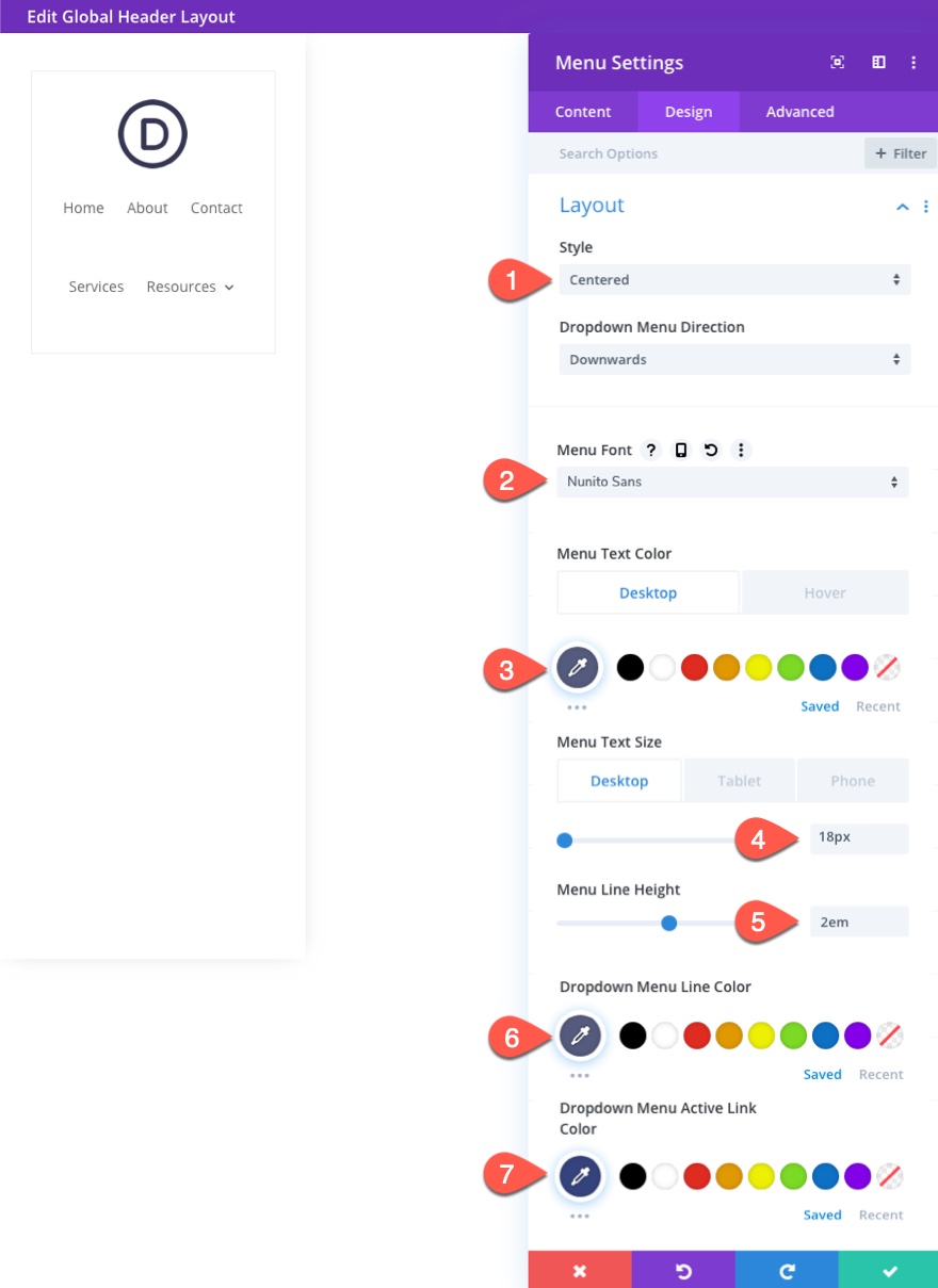 divi 수직 탐색 메뉴 및 헤더