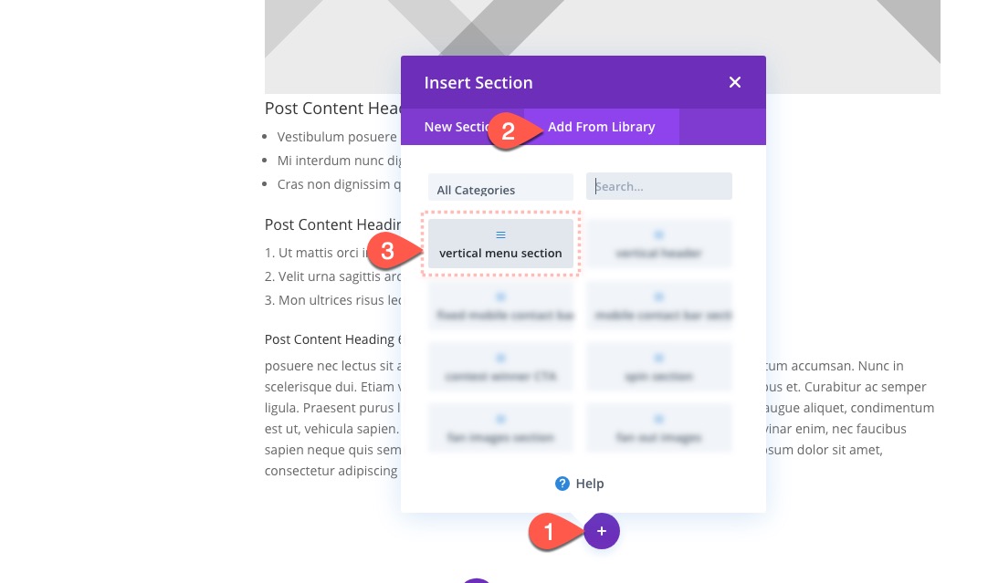 divi 수직 탐색 메뉴 및 헤더