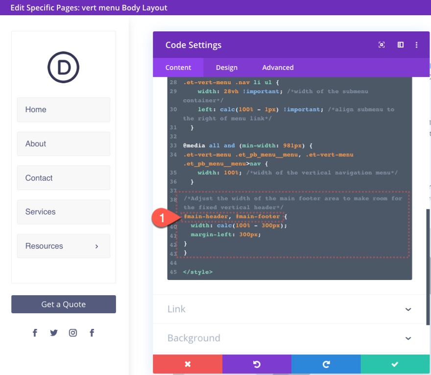 divi 수직 탐색 메뉴 및 헤더