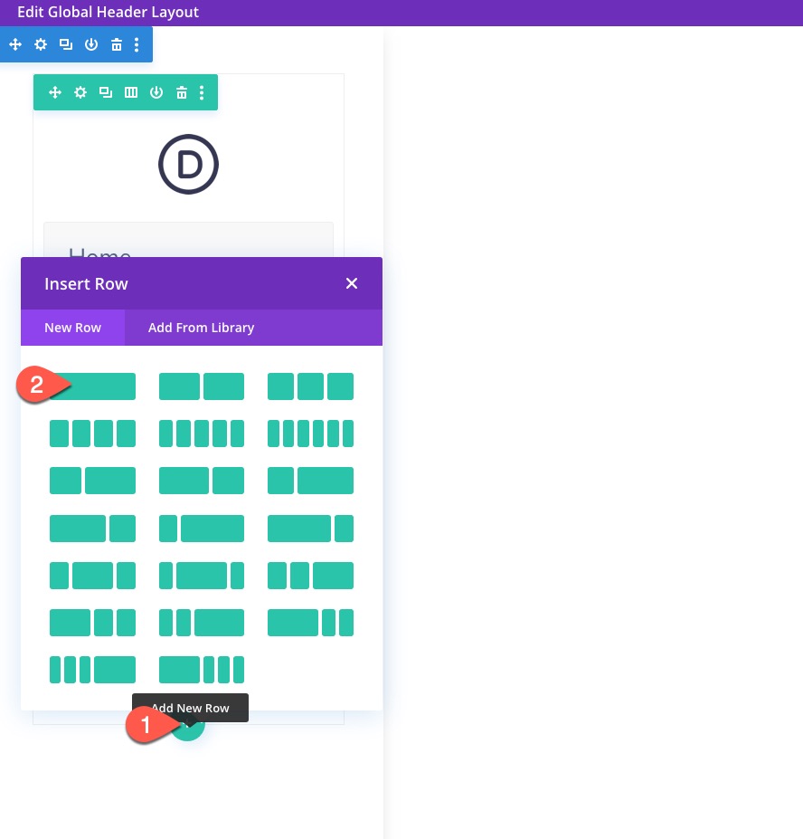 divi 수직 탐색 메뉴 및 헤더