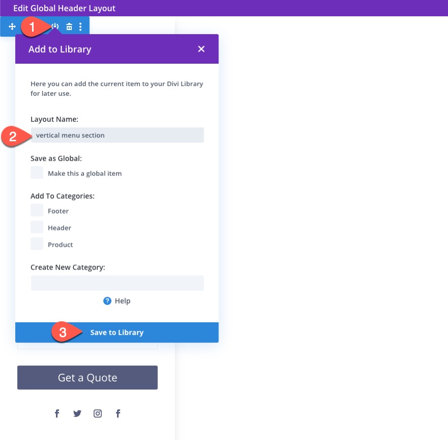 divi 수직 탐색 메뉴 및 헤더