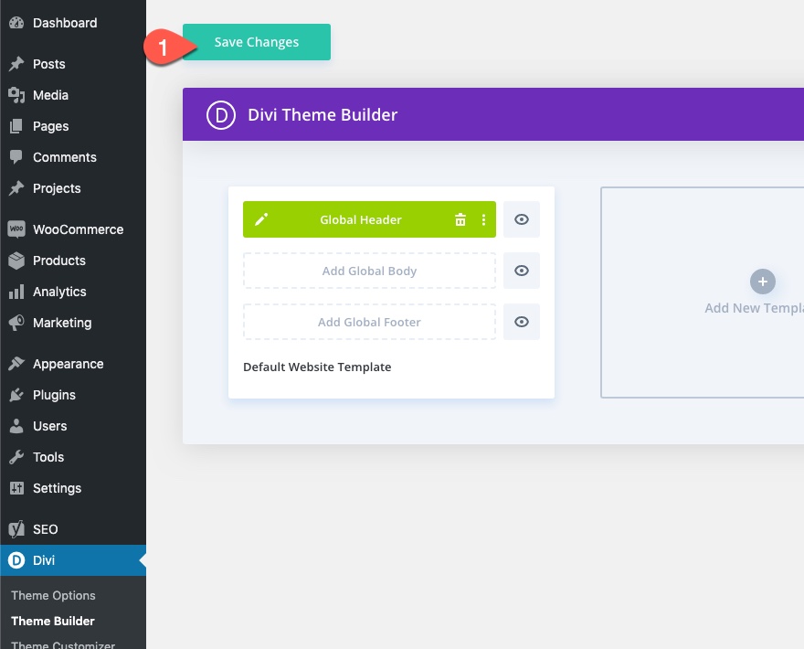 divi 수직 탐색 메뉴 및 헤더
