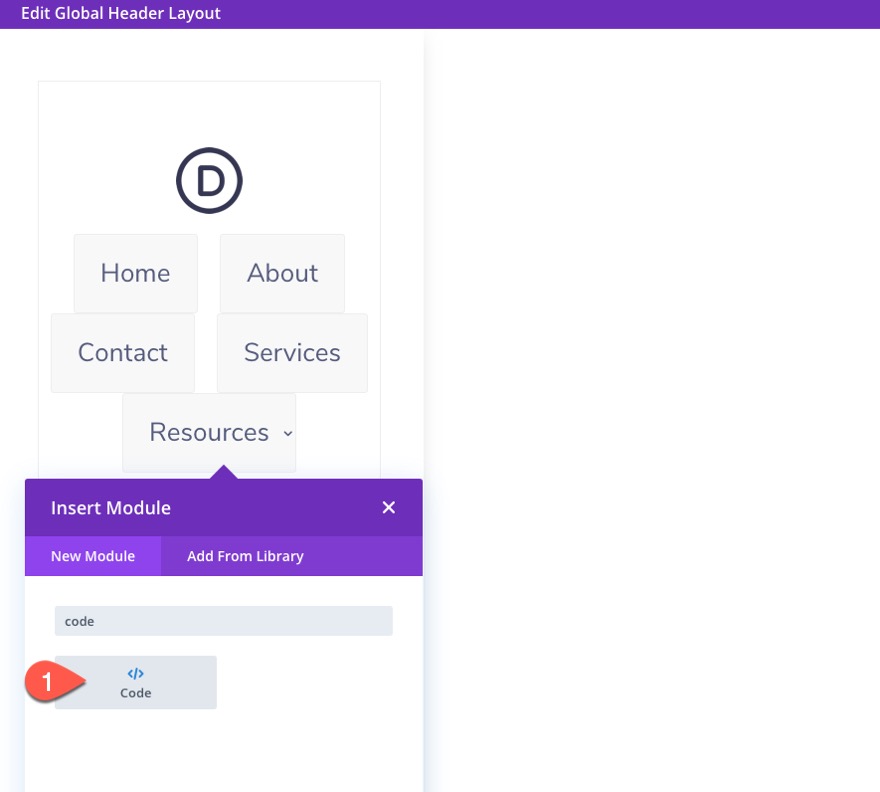 divi 수직 탐색 메뉴 및 헤더