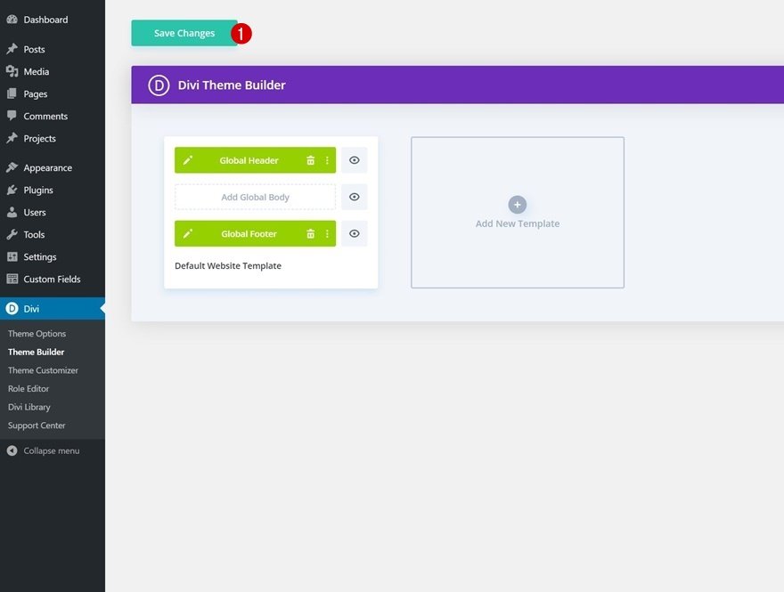 Divi의 영양사 레이아웃 팩용 머리글 및 바닥글 템플릿