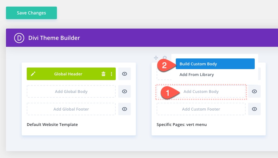 divi 수직 탐색 메뉴 및 헤더
