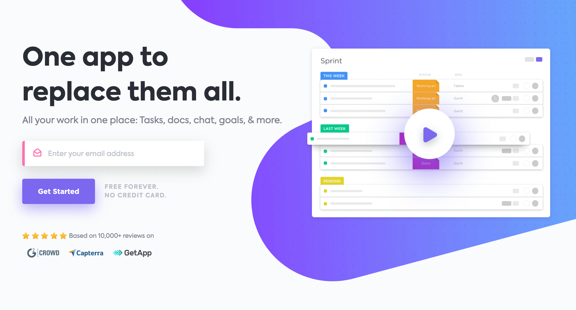 Clickup 방문 페이지.