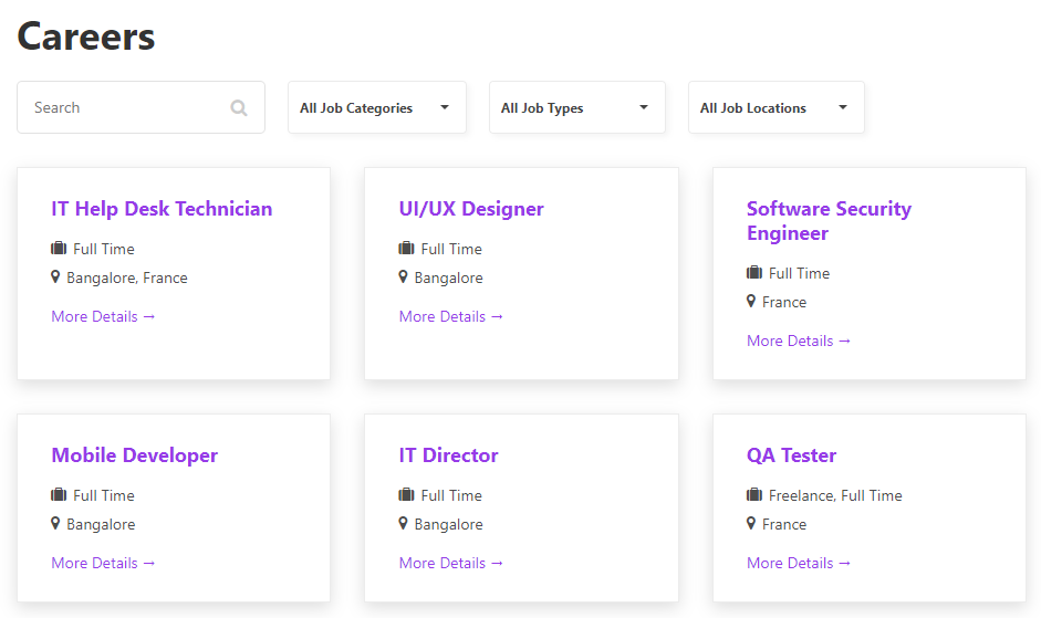 WP求人のグリッドレイアウト。