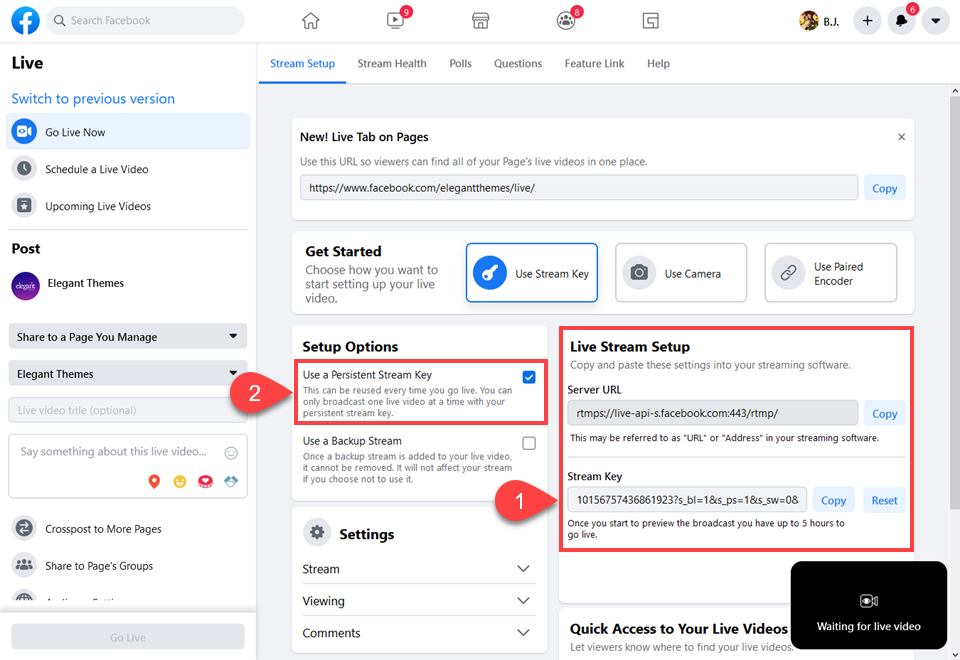 Facebookストリームキー
