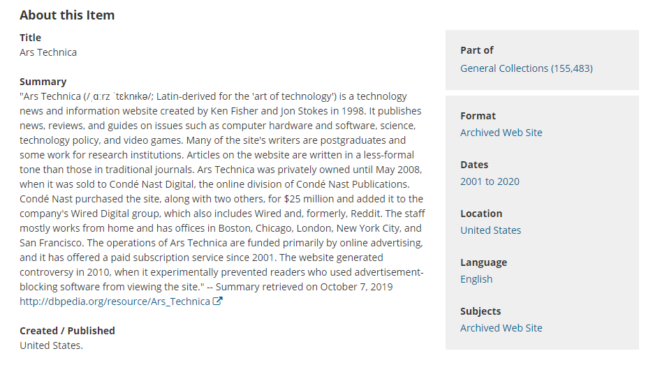 Bir web sitesinin açıklaması.