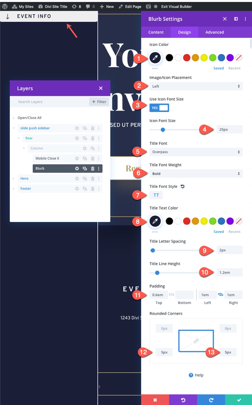 divi 슬라이딩 푸시 사이드바