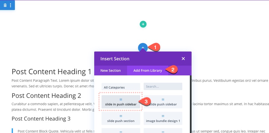 divi 슬라이딩 푸시 사이드바