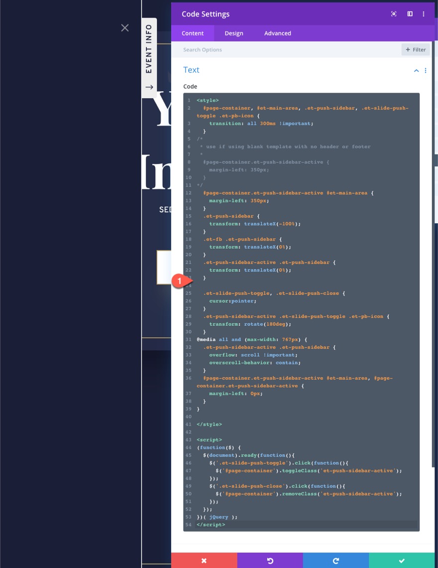 divi 슬라이딩 푸시 사이드바