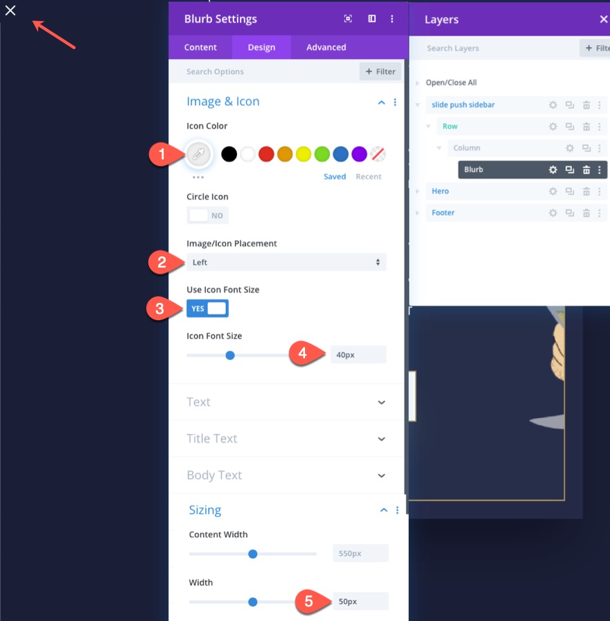 divi 슬라이딩 푸시 사이드바