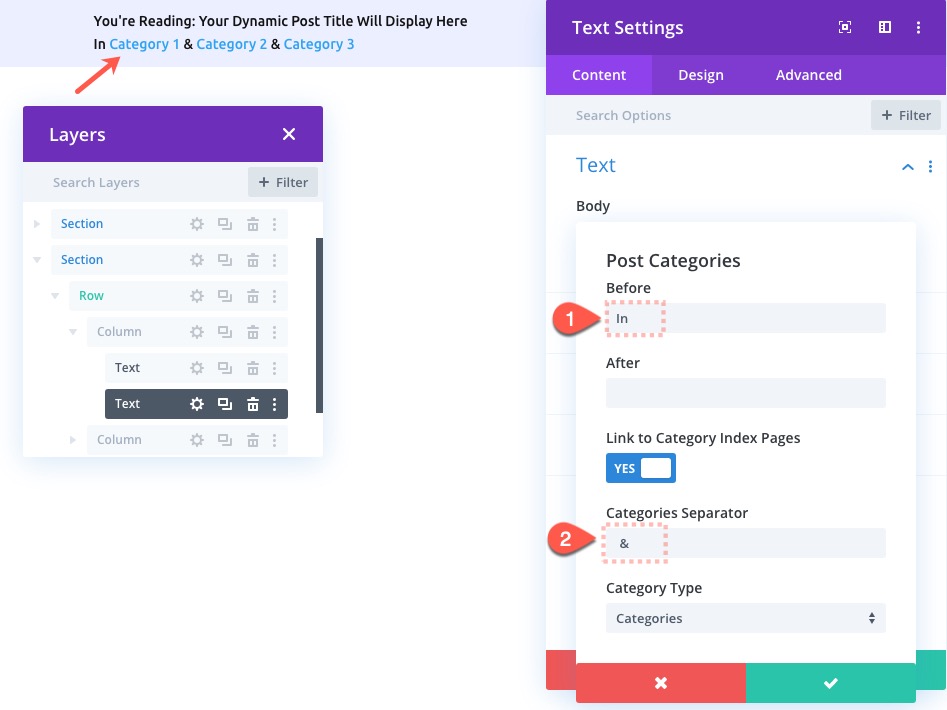 divi 동적 게시물 정보 표시줄