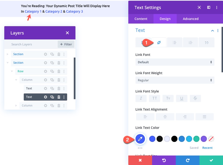 divi 동적 게시물 정보 표시줄