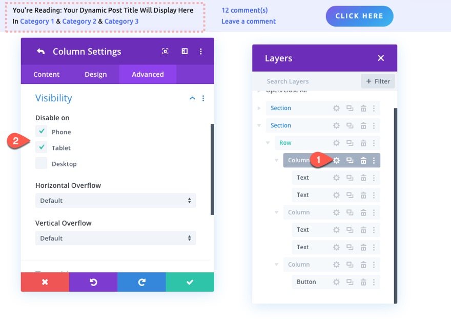 divi 동적 게시물 정보 표시줄
