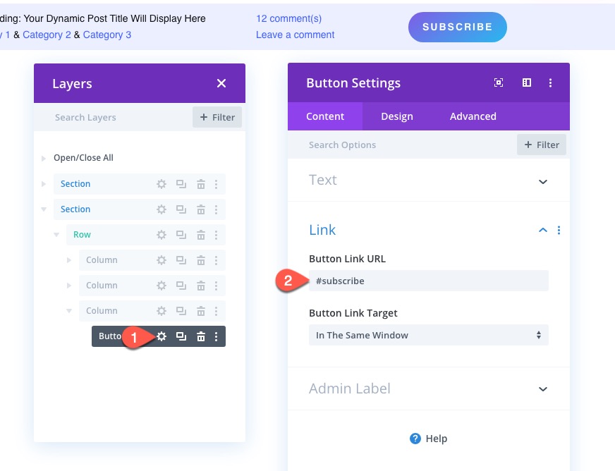 divi 동적 게시물 정보 표시줄