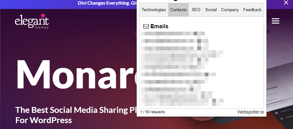 Webspotterの電子メールリードジェネレータ。