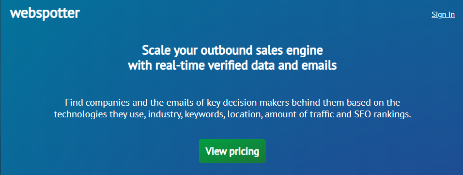 Webspotterのホームページ。