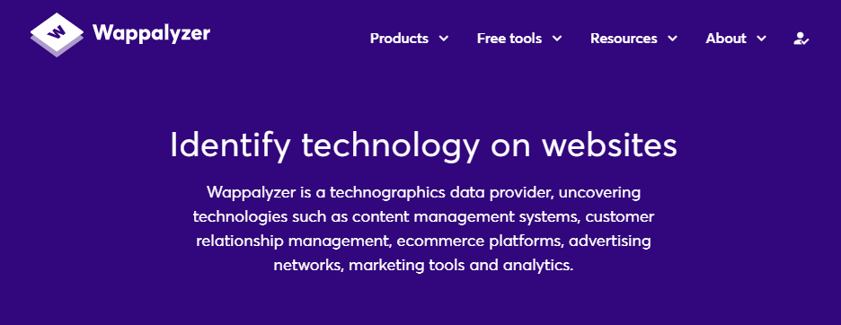 Wappalyzerのホームページ。