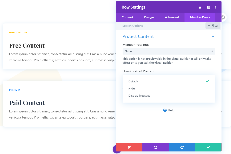 DiviページのMemberPressコンテンツへのアクセスを制限する