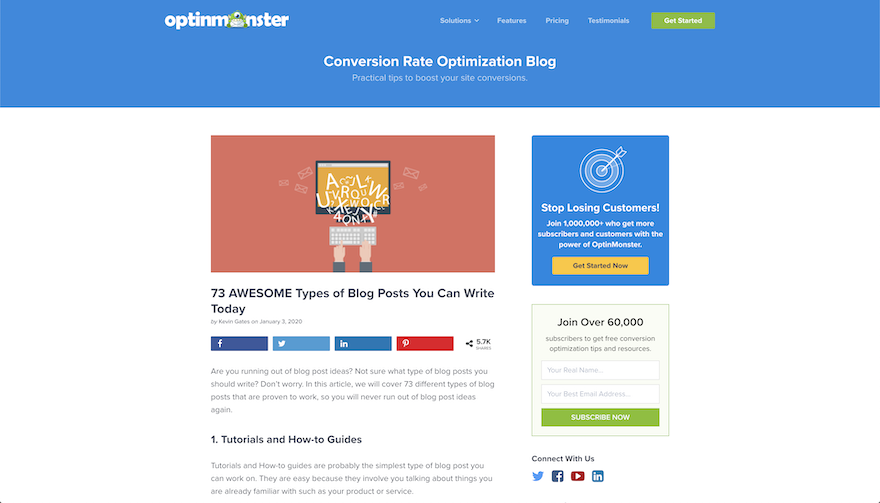 типы сообщений в блогах