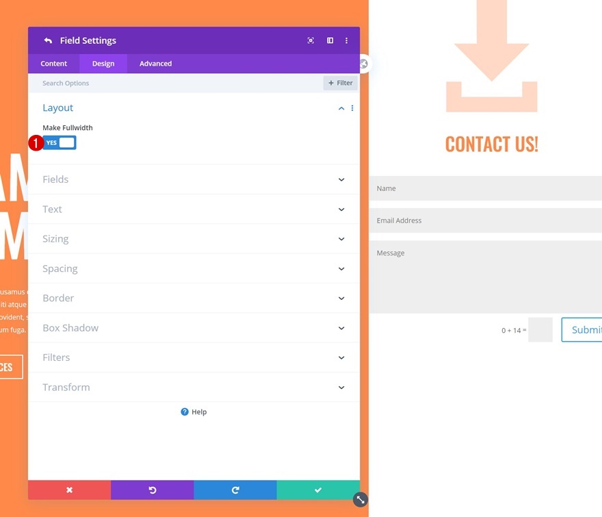 Spalte Kontaktformular