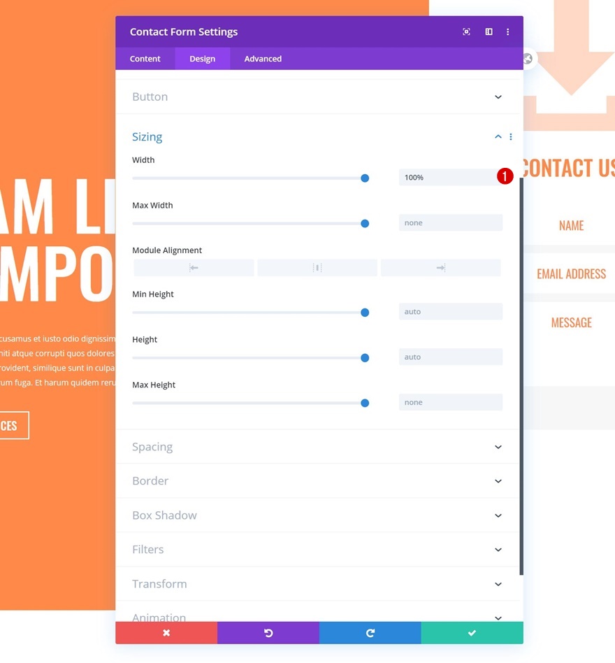 Spalte Kontaktformular