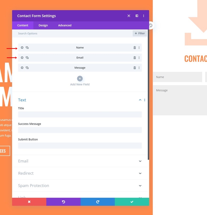 Spalte Kontaktformular