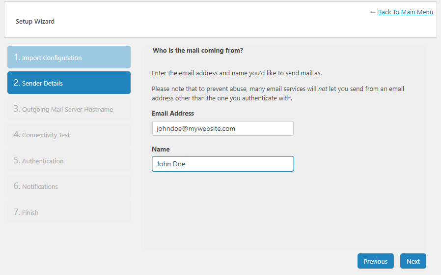 配置您的发件人电子邮件。