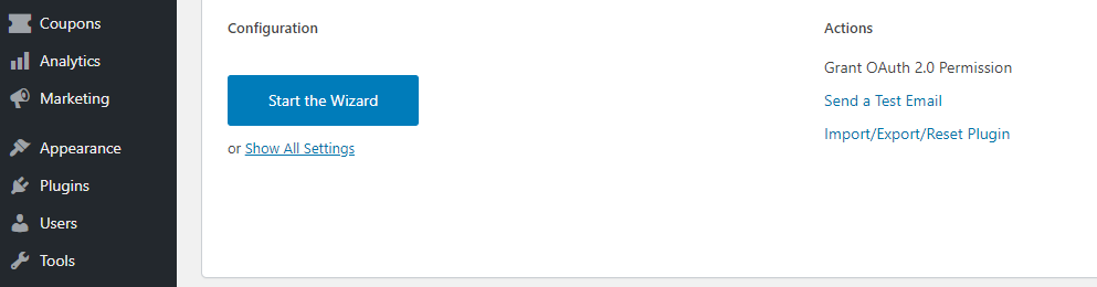 启动 Post SMTP 的配置向导。