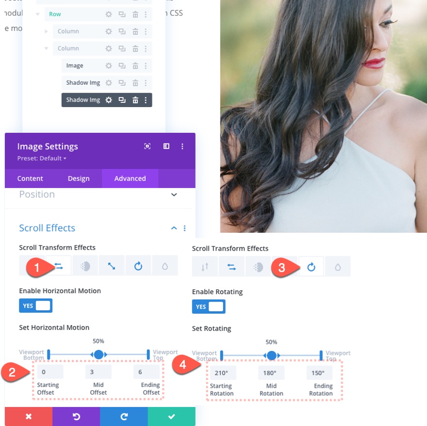 ombres d'images en mouvement divi