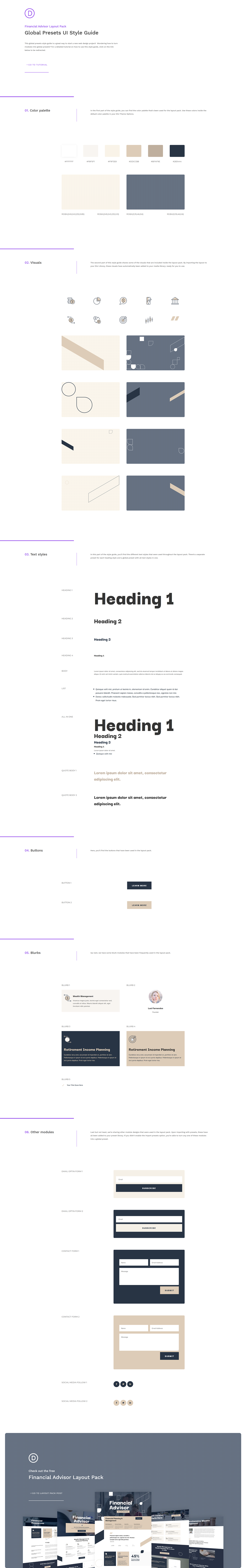 guide de style des préréglages globaux du conseiller financier