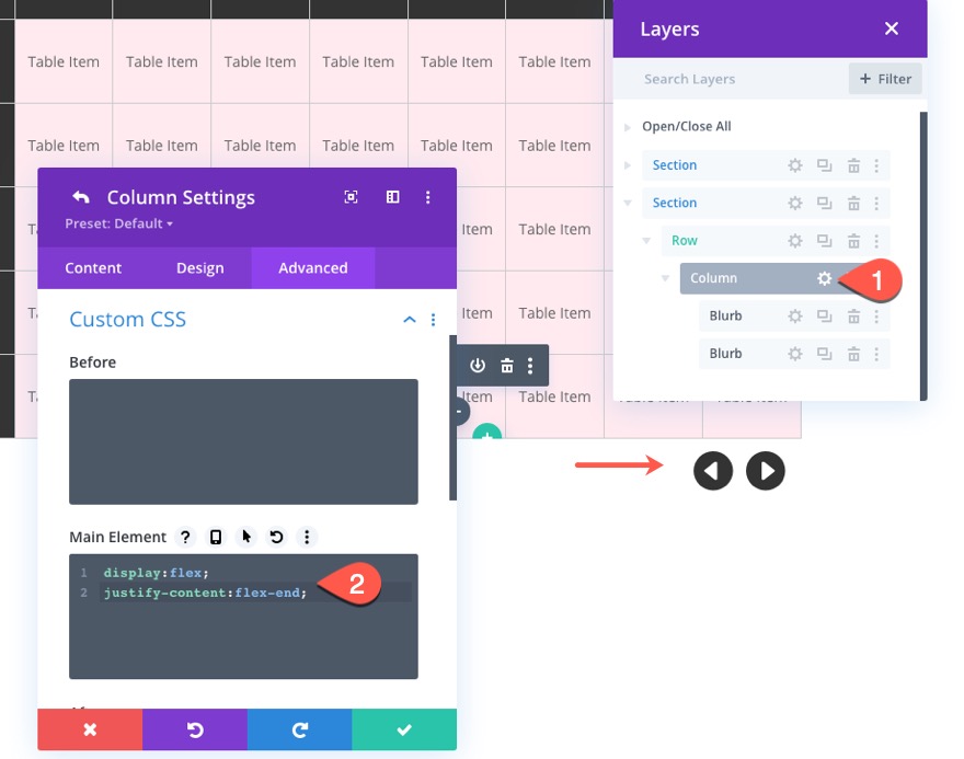 table divi avec défilement horizontal