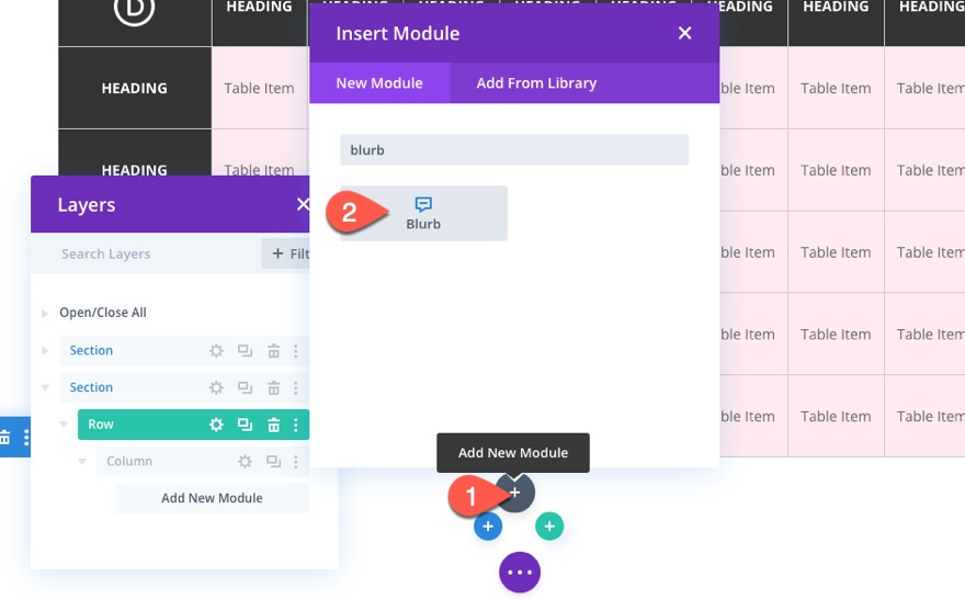 table divi avec défilement horizontal