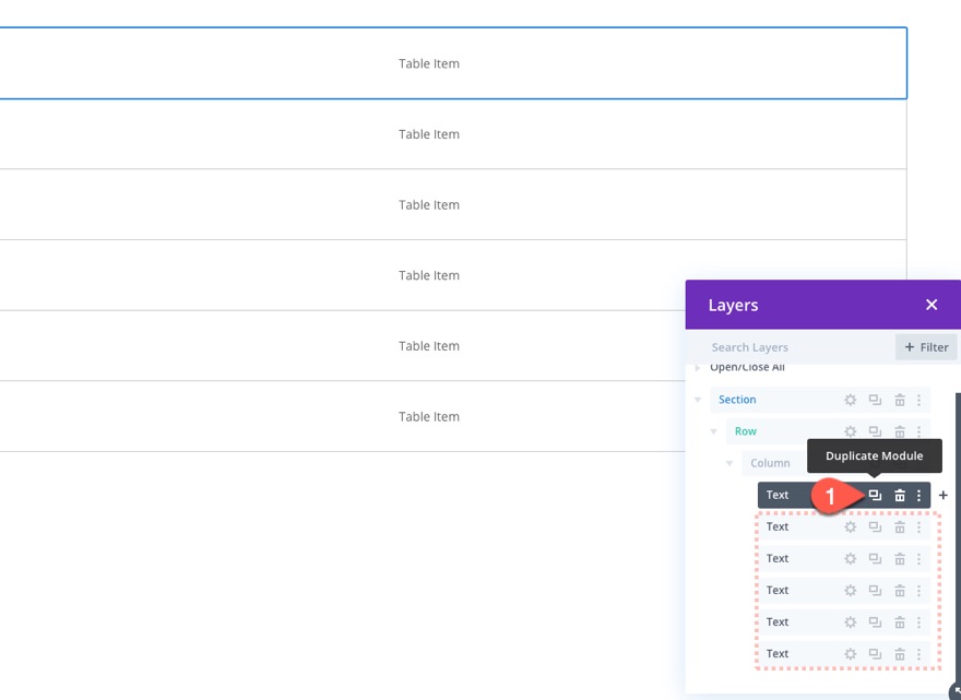 table divi avec défilement horizontal