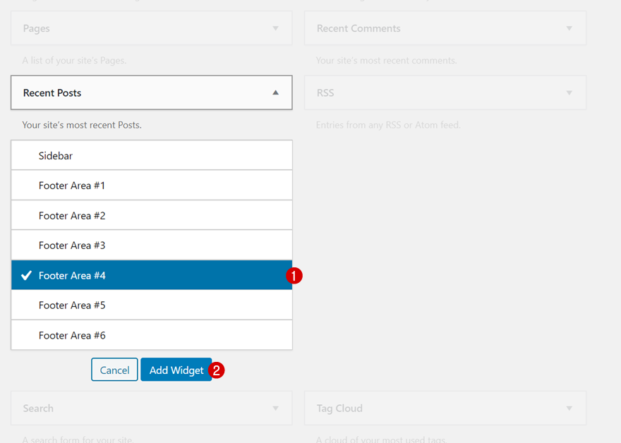 widgets de menu de catégorie de publication