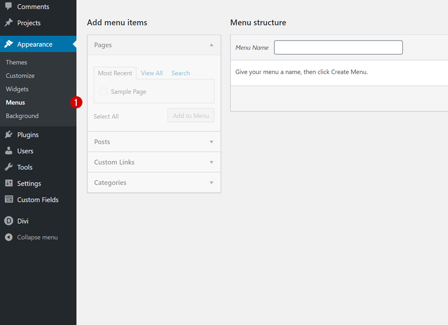 widgets de menu de catégorie de publication