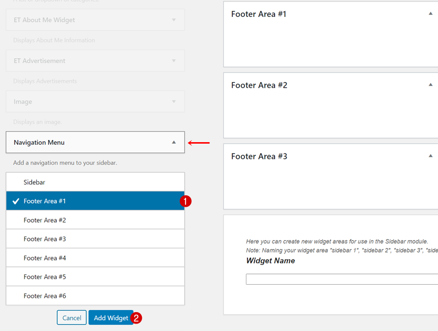 widgets de menu de catégorie de publication