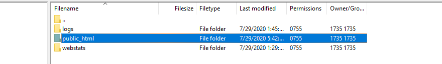 WordPress 根文件夹。