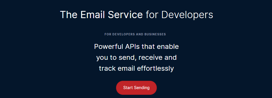 La page d'accueil de Mailgun.