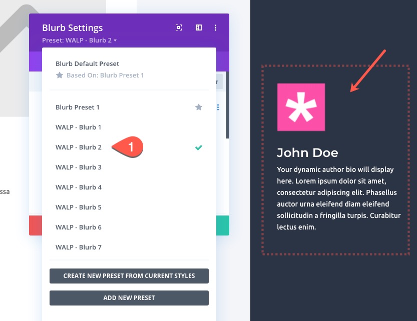globalne ustawienia wstępne z blokiem układu divi